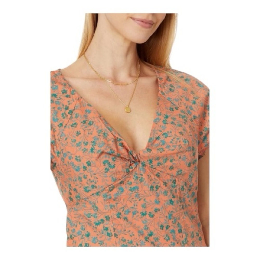 Madewell V-Neck Floral Blouse - Orange and Green - Picture 5 of 11